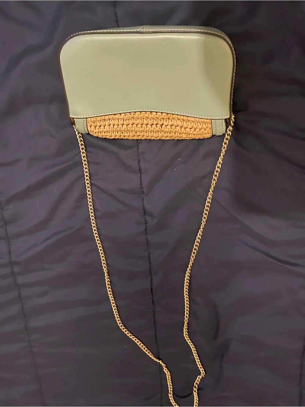 Coach Kleo Crossbody in Green and Natural Straw